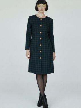 Vtg Santa Fe Dress Womens Sz 10
Green Blue Shift Button Tartan
Blackwatch Plaid